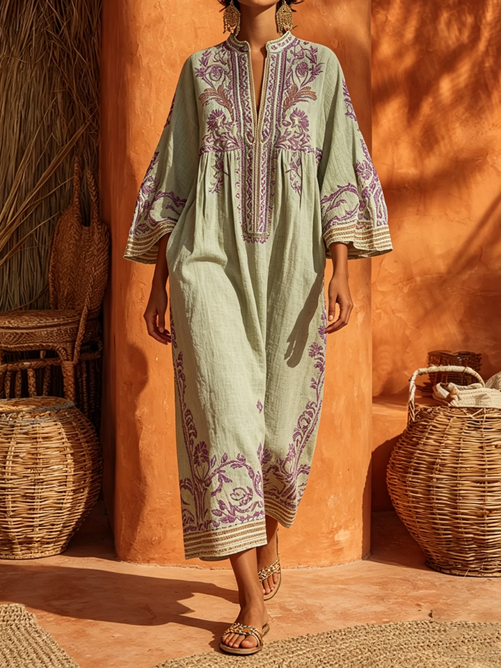 Elena™ | Robe Maxi Méditerranéenne Brodée