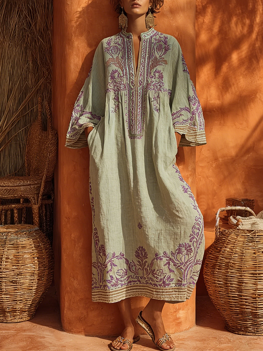 Elena™ | Robe Maxi Méditerranéenne Brodée