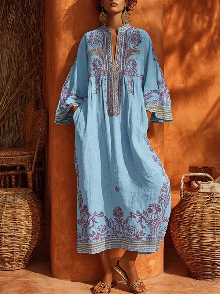 Elena™ | Robe Maxi Méditerranéenne Brodée