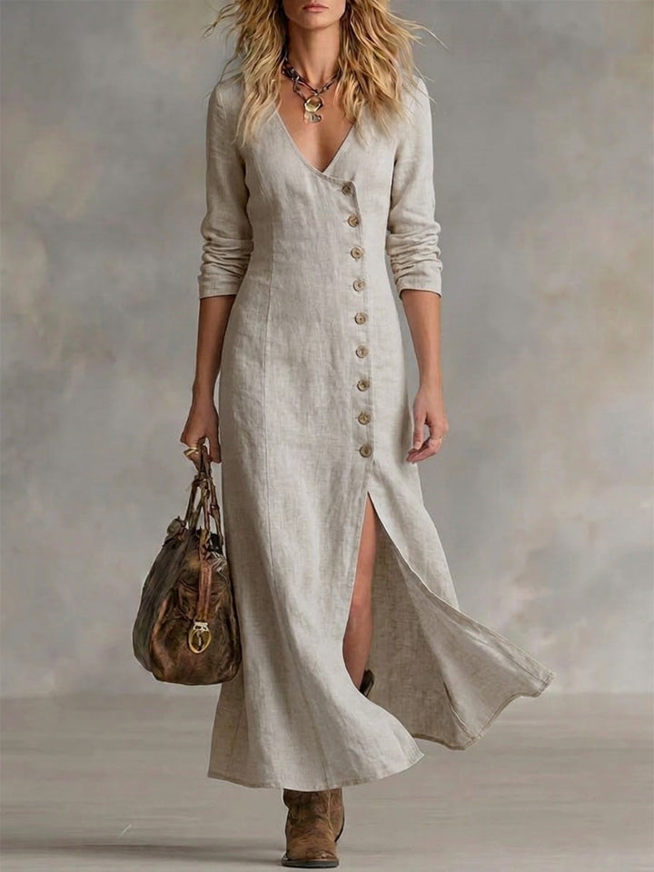 Robe longue boutonnée Beige