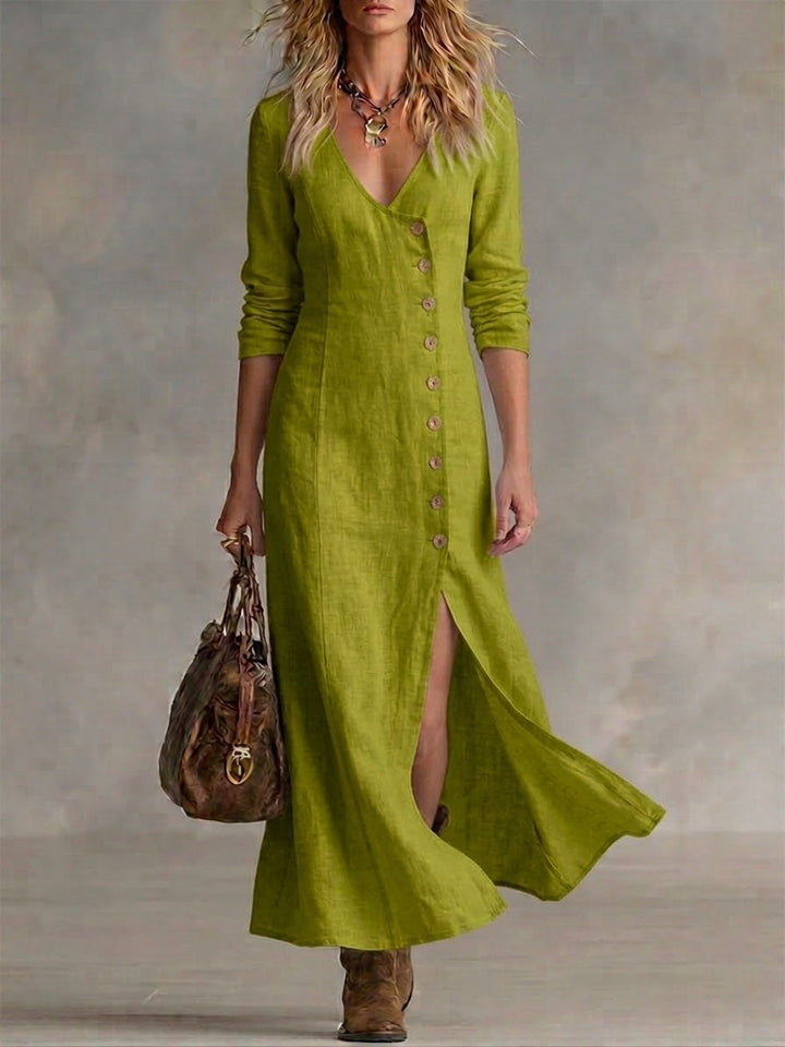 Robe longue boutonnée Vert