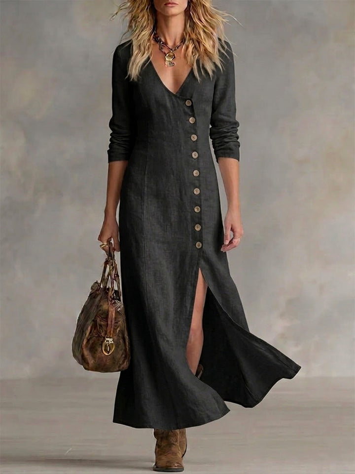 Robe longue boutonnée Noir
