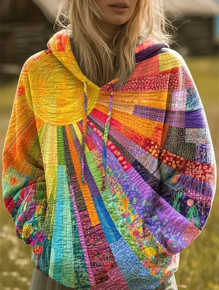 Dawnella - Sweat à capuche patchwork multicolore - Meralie Boutique