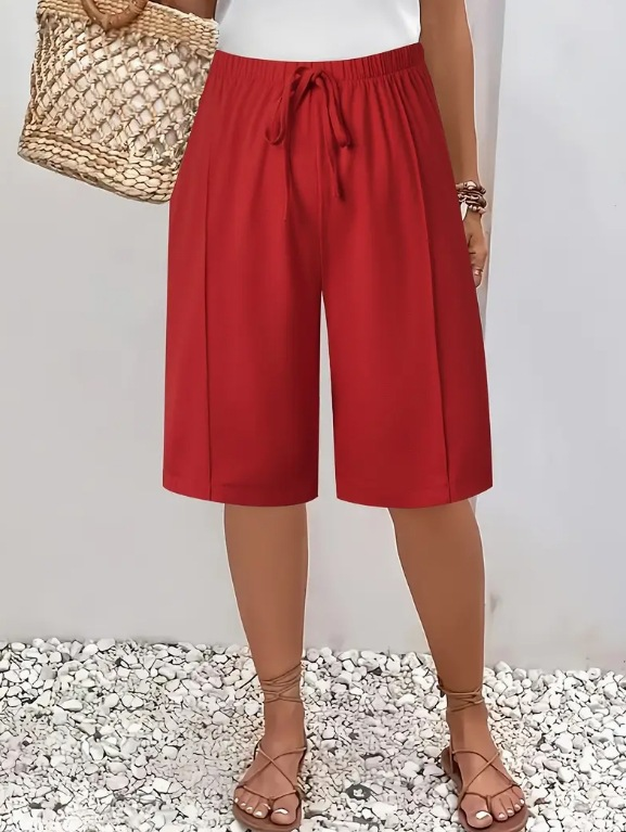 Short à taille élastique Rouge