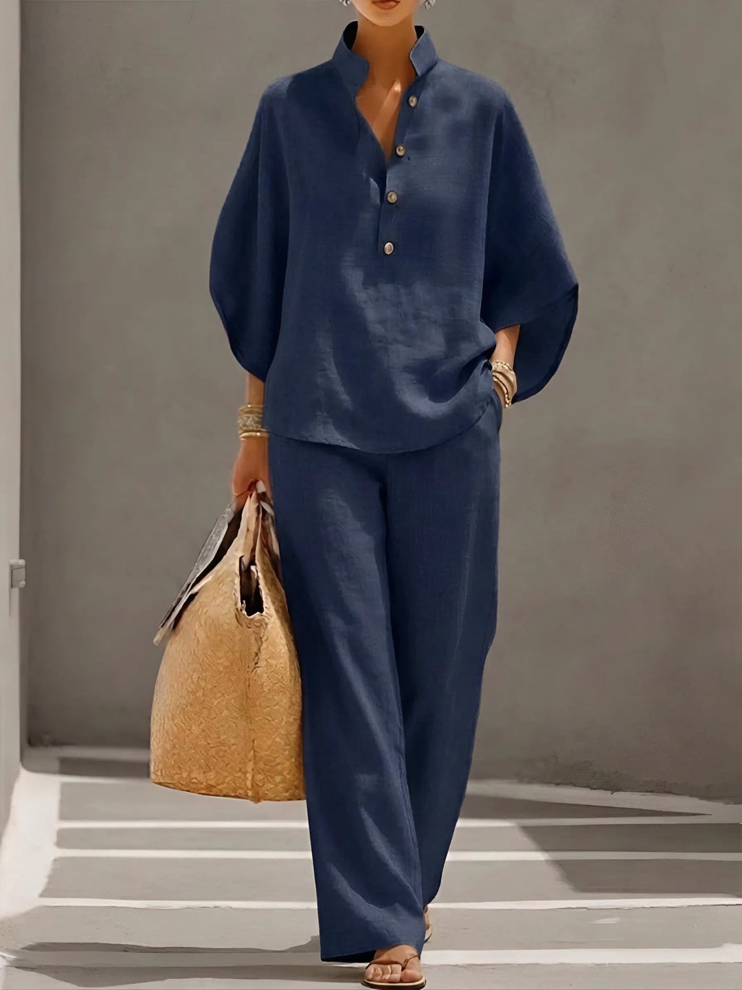 Ellen™ – Ensemble en Lin et Coton à Deux Pièces