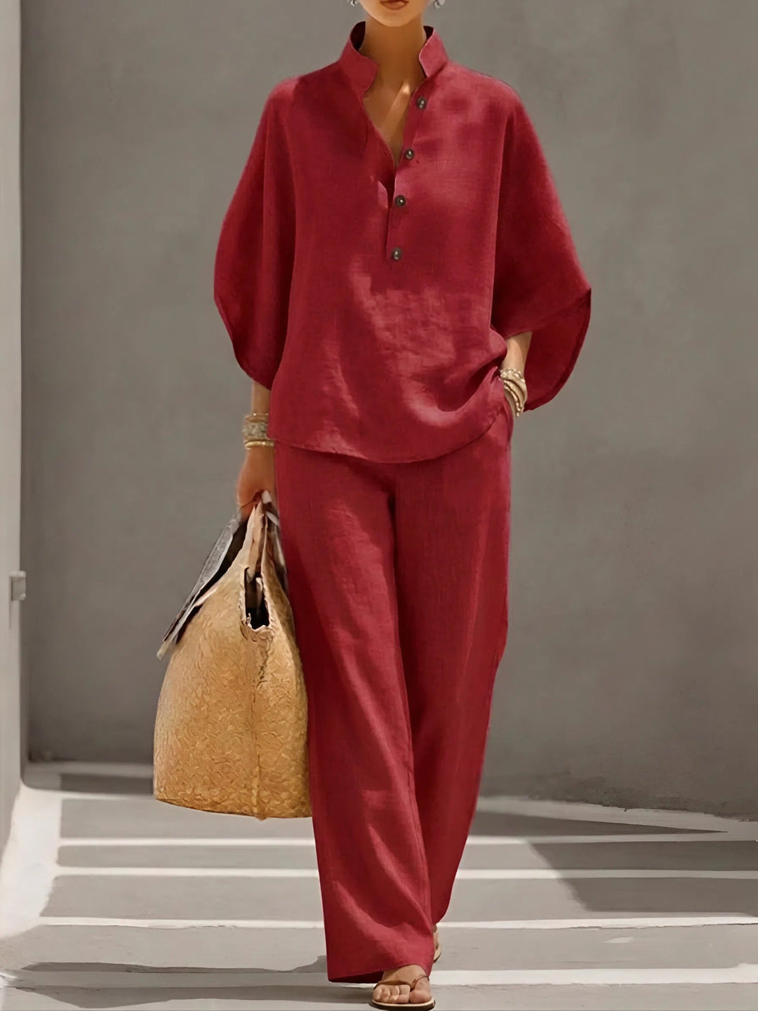 Ellen™ – Ensemble en Lin et Coton à Deux Pièces