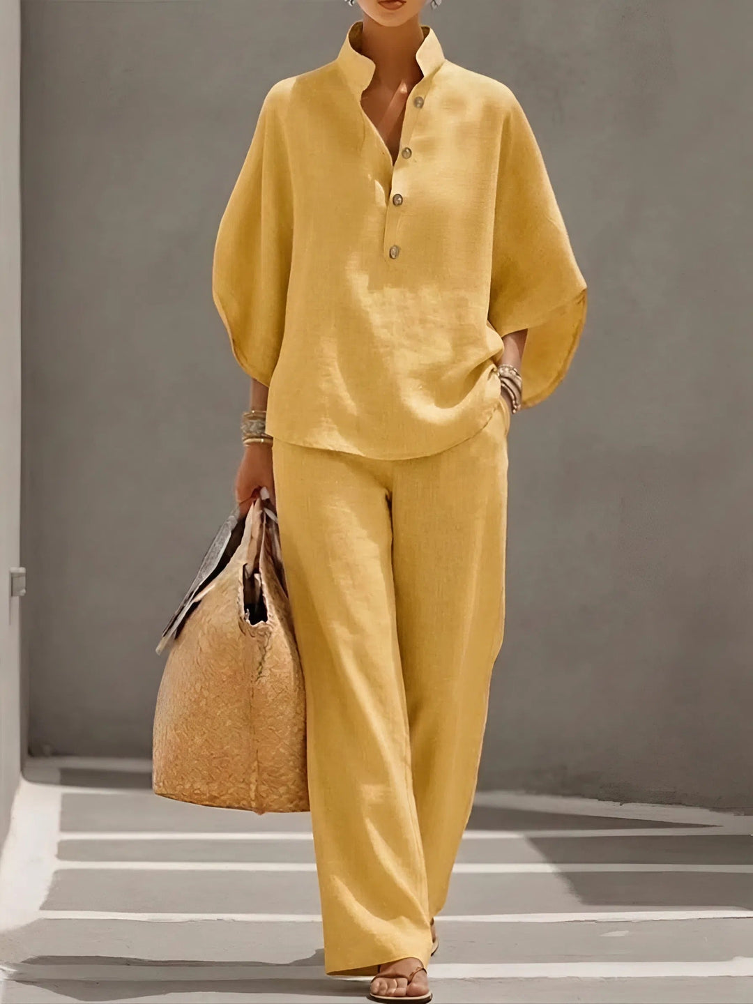 Ellen™ – Ensemble en Lin et Coton à Deux Pièces