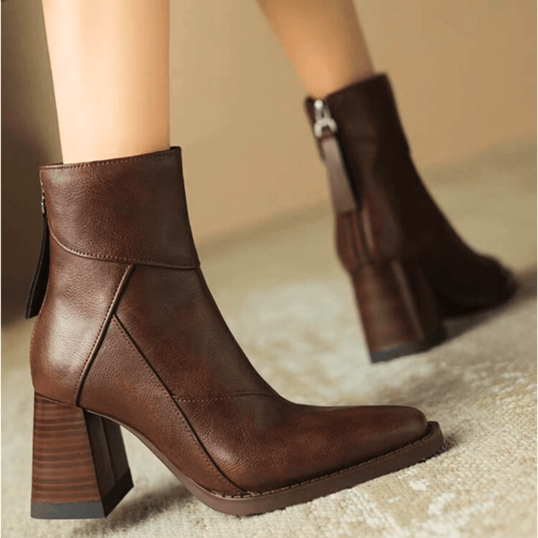 Einav - Bottines à Talons Épais de Style Britannique