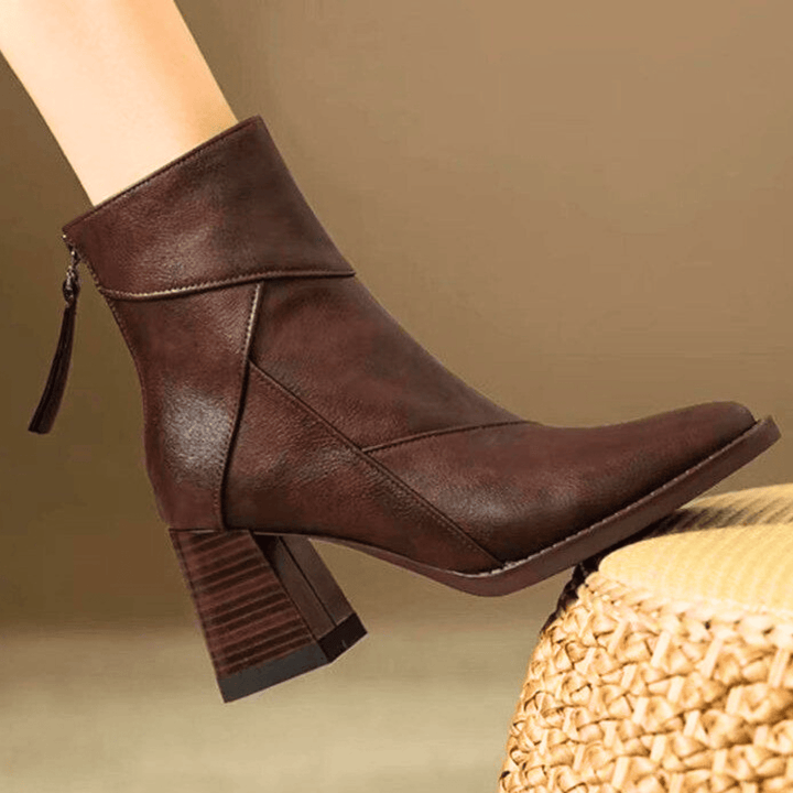 Einav - Bottines à Talons Épais de Style Britannique